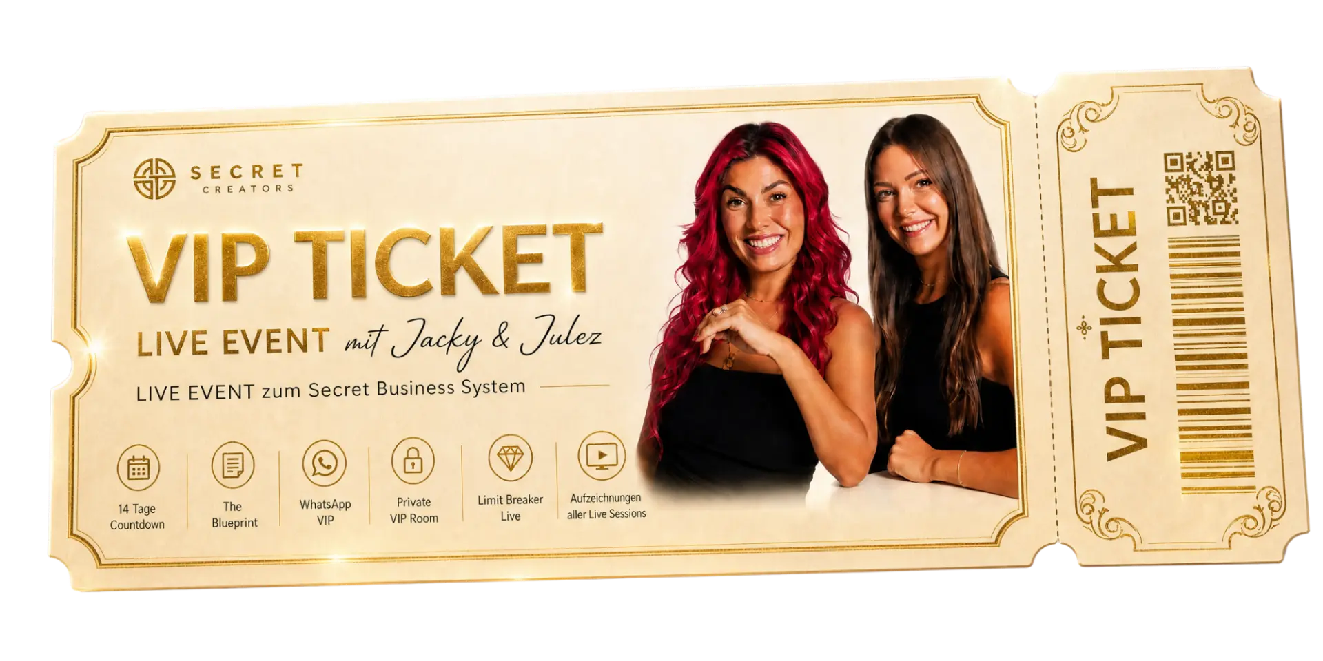 VIP-Ticket für das Secret Creators Live-Event mit Jacky & Julez
